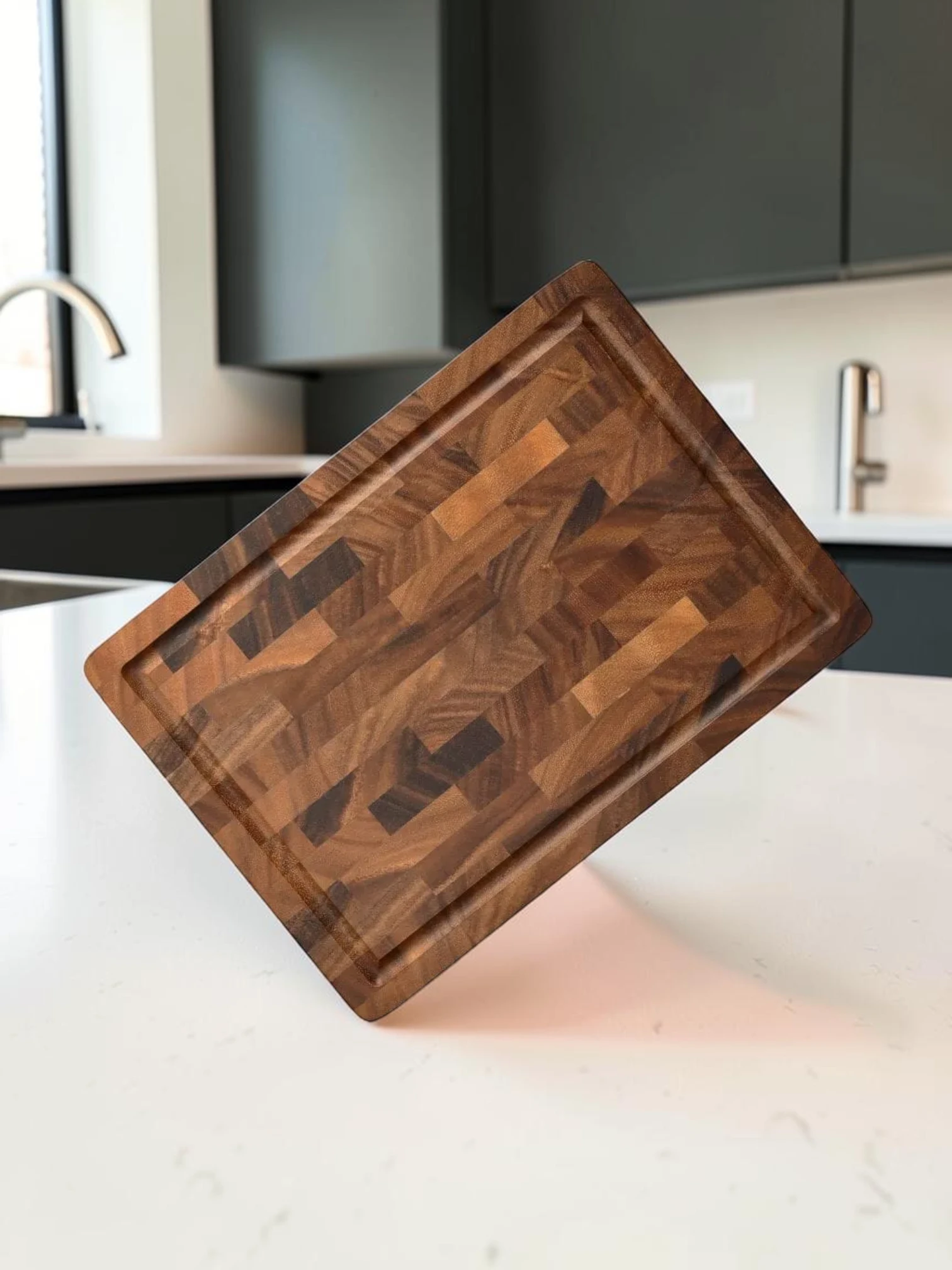 EasyCleanBoard Walnut Wood Cutting Board End Grain 35 x 25 x 2.5 cm