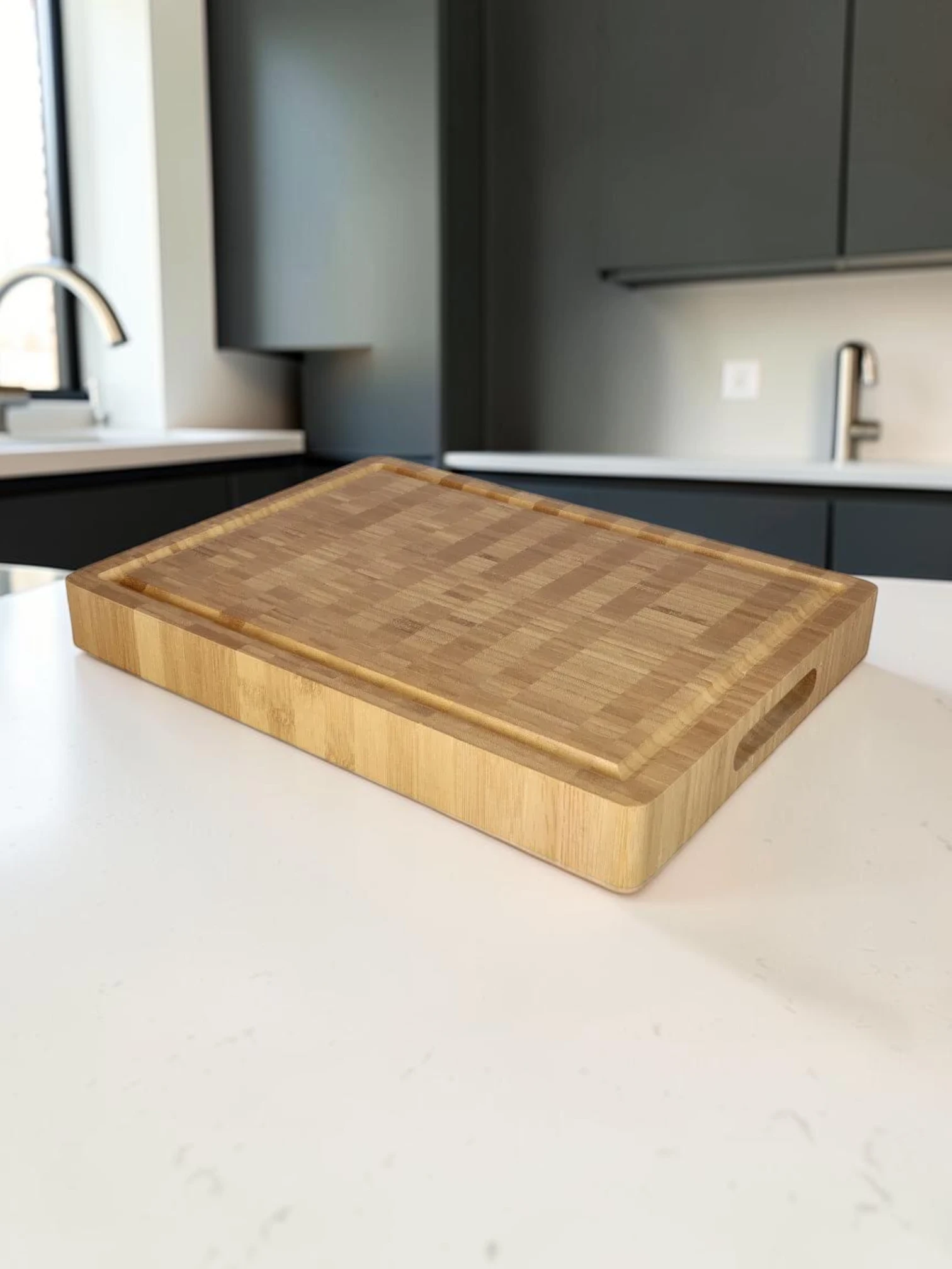 EasyCleanBoard Cutting Board Solid Bamboo Wood End Grain 40 x 30 x 4.5 cm