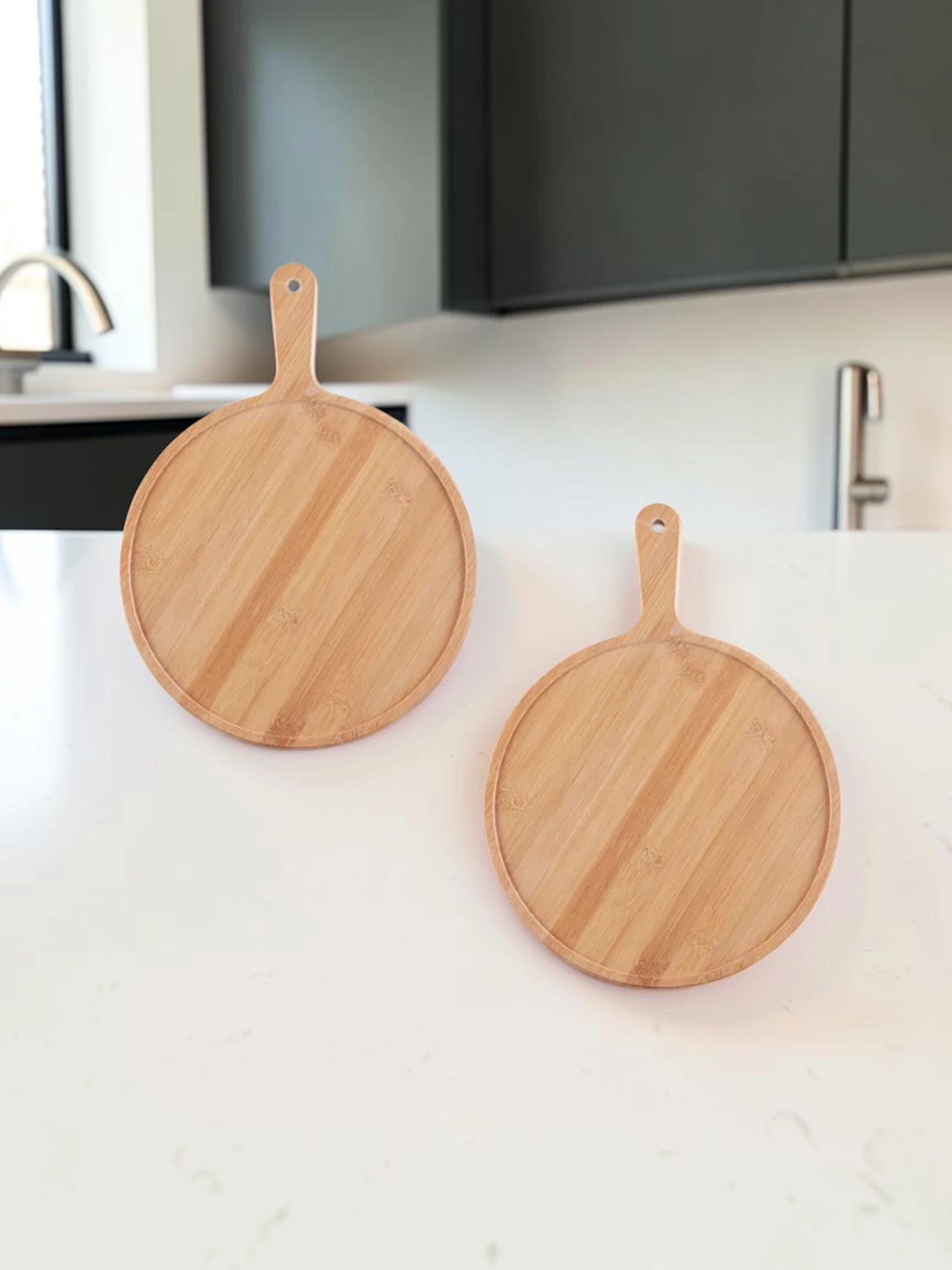 EasyCleanBoard Serving Tray Paddle, Bamboo Wood, 9 inch, Set of 2