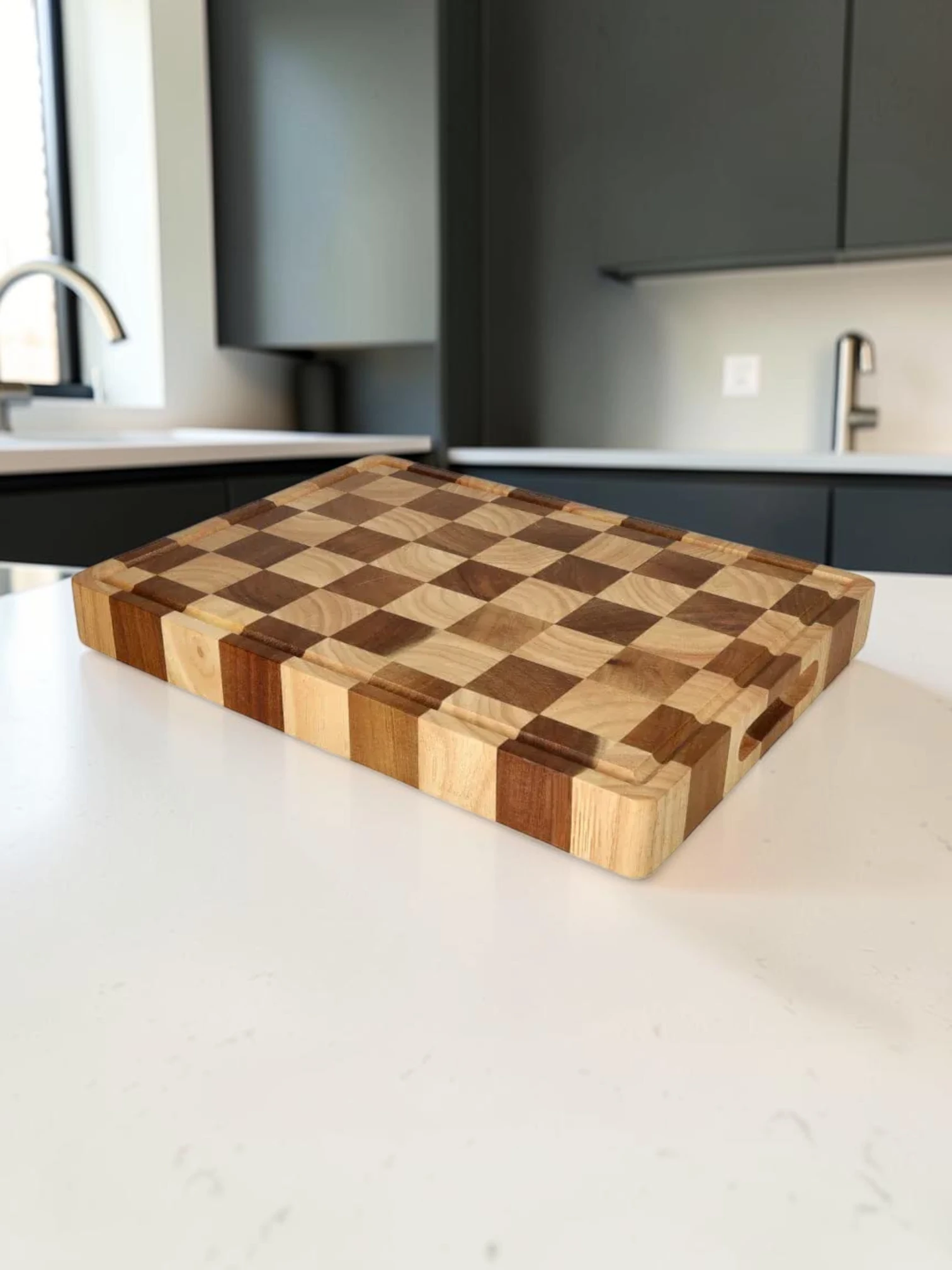 EasyCleanBoard Chess Cutting Board Acacia Wood 40 x 30 x 4.5 cm