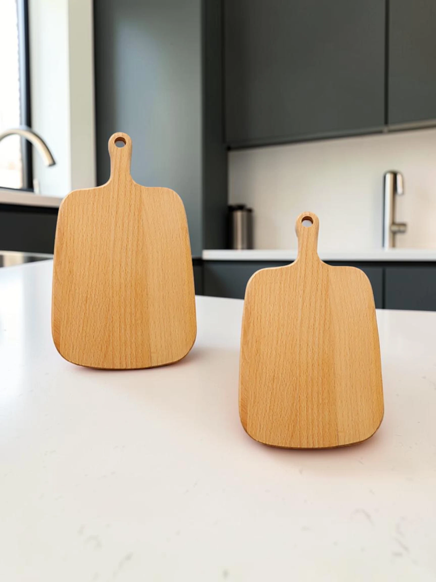 EasyCleanBoard Serving Tray and Chopping Board, Beech Wood, 33cm x 20cm x 1.5cm, Set of 2