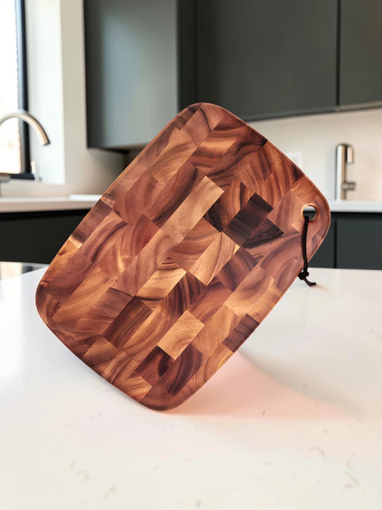 EasyCleanBoard End Grain Cutting Board Acacia Wood 32cm x 22cm x 2.5cm