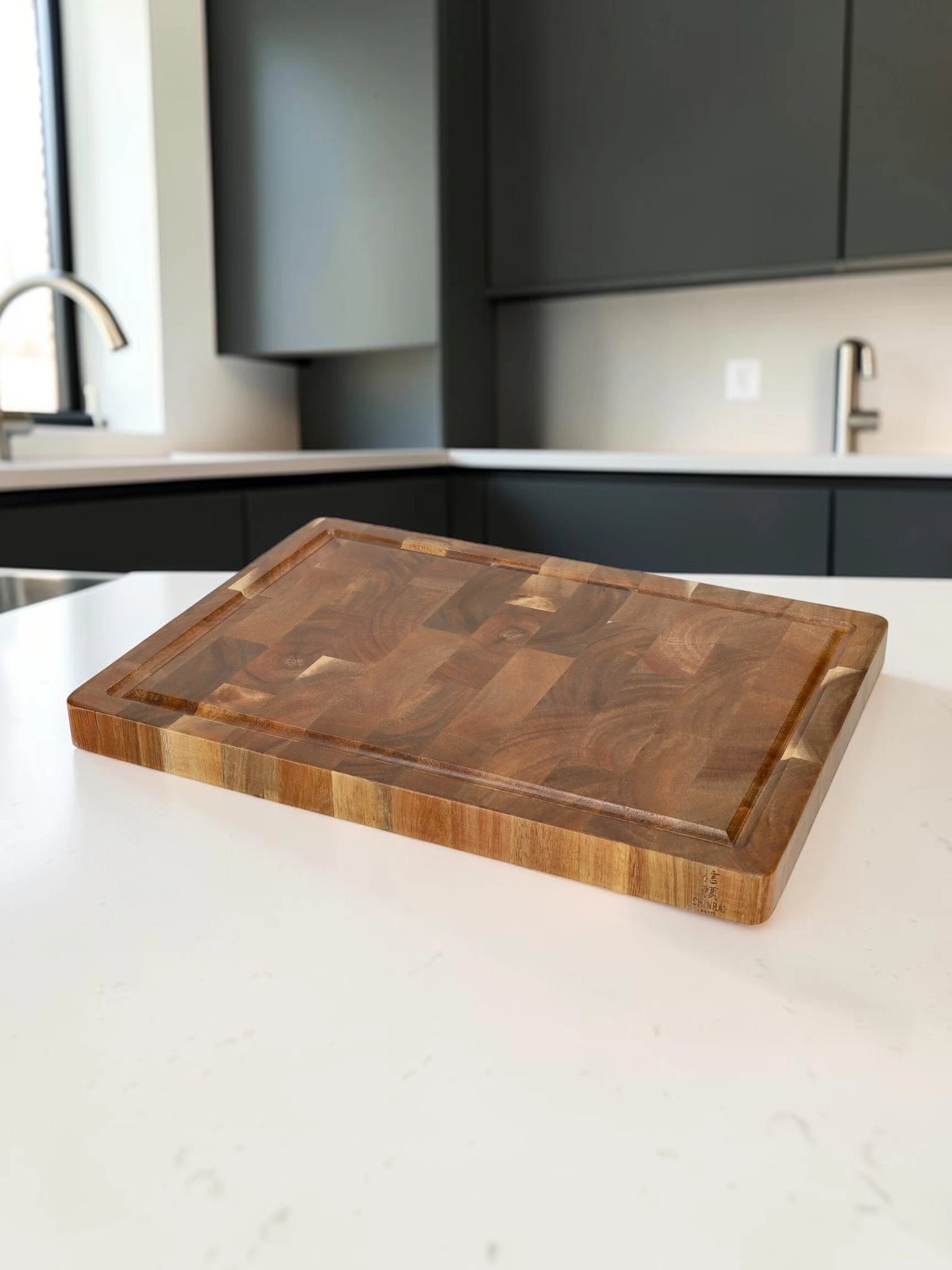 EasyCleanBoard Acacia Wood Cutting Board End Grain 35 x 25 x 2.5 cm